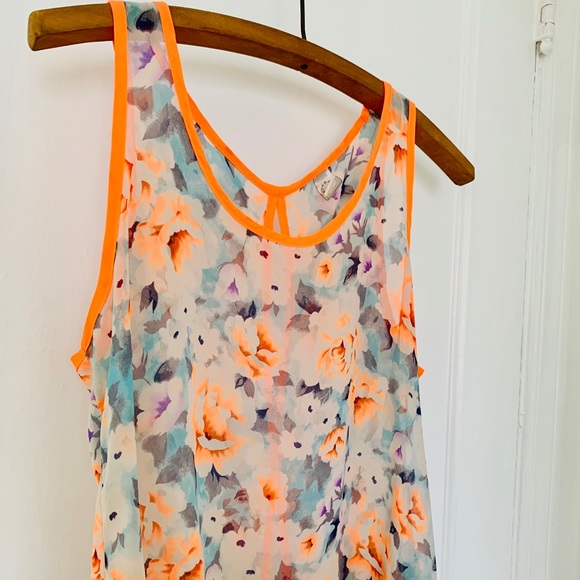 Neon Orange Floral Top - Picture 2 of 7